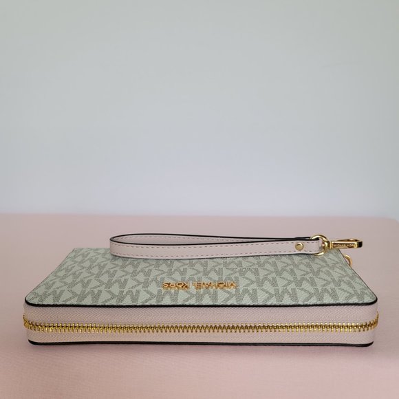 MICHAEL KORS Signature Logo Jet Set Travel Continental Wallet/Wristlet-Pwr Blush - Picture 8 of 16